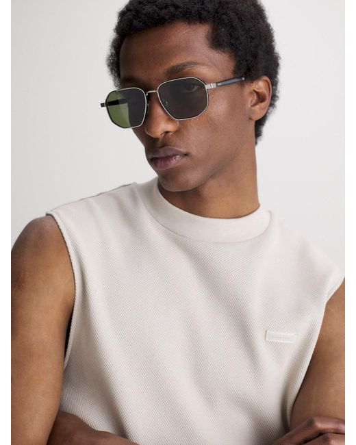 Calvin Klein Green Rectangle Sunglasses Ck23102S for men
