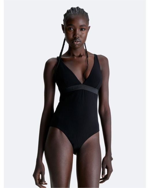 Calvin Klein Black Core Tonal One Piece Swimsuit