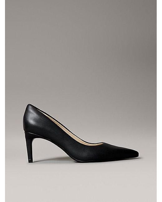 Calvin Klein Gray Leather Stiletto Pumps
