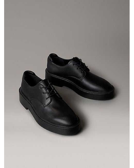 Calvin Klein Black Schnürschuhe Aus Leder Mit Blockabsatz