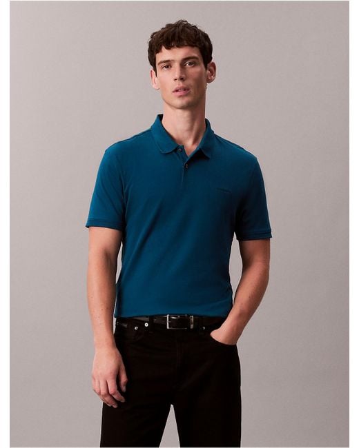 Calvin Klein Blue Liquid Touch Polo Shirt for men
