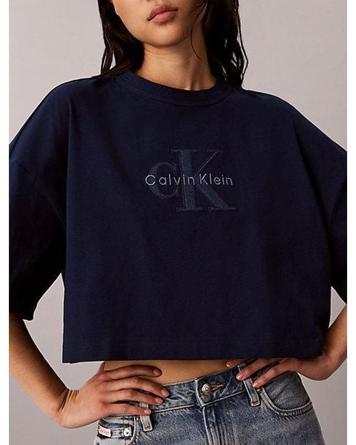 Calvin Klein Blue Jeans Denim Monologo Boxy T-Shirt