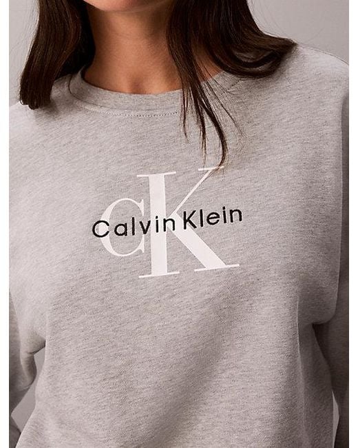 Calvin Klein Gray Jeans Monologo French Terry Relaxed Sweatshirt