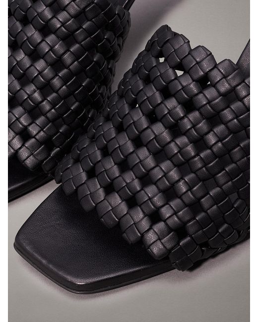 Calvin Klein Gray Woven Heeled Sandals