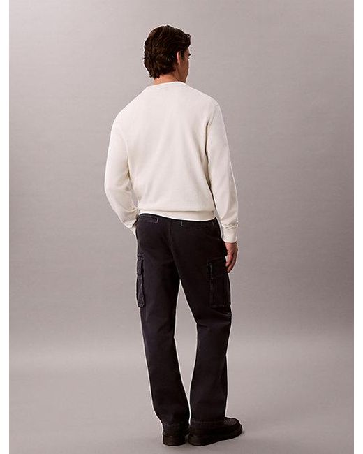 Calvin Klein White Jeans Classic Cotton Monogram Jumper for men