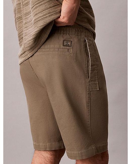 Calvin Klein Natural Jeans Cotton Canvas Drawstring Shorts for men