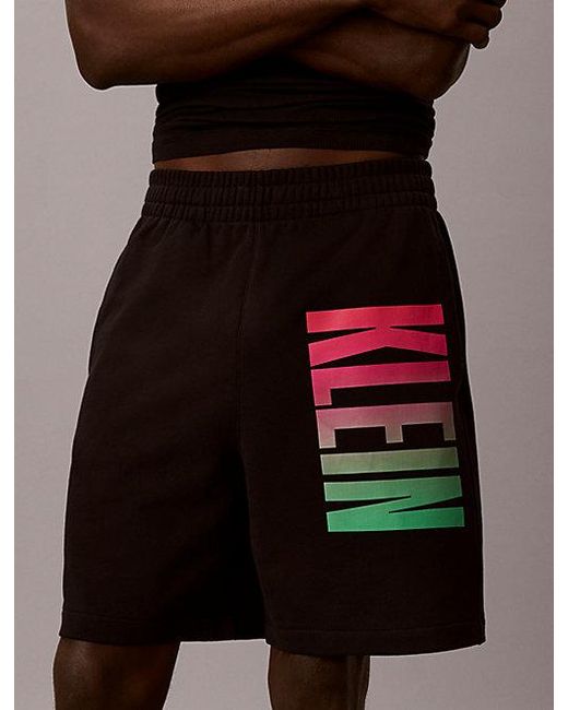 Calvin Klein Black Jeans Cotton Terry Jogger Shorts Pride for men