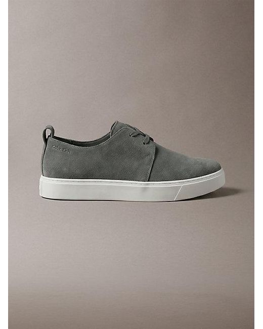 Calvin Klein Gray Suede Hybrid Derby Shoes for men