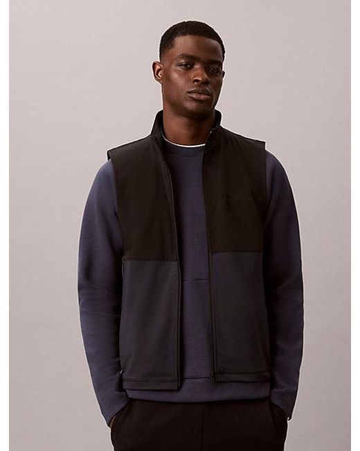 Calvin Klein Black Sport Water Repellent Performance Gilet for men