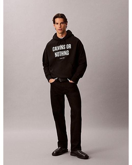 Calvin Klein Black Jeans Relaxed Calvins Or Nothing Graphic Hoodie for men