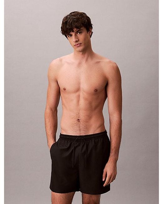 Calvin Klein Black Medium Drawstring Swim Shorts Ck Monogram for men