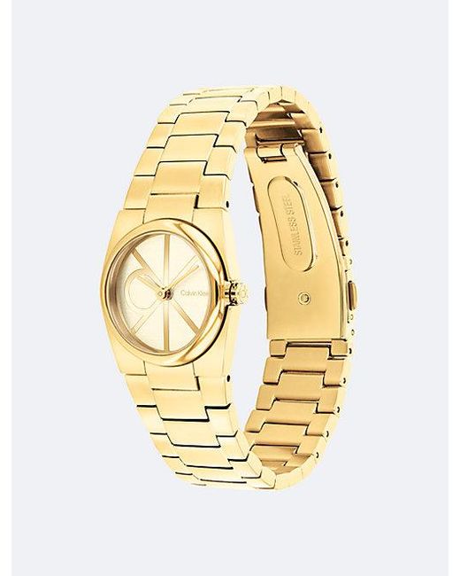 Calvin Klein Metallic Plated Steel Monogram Watch