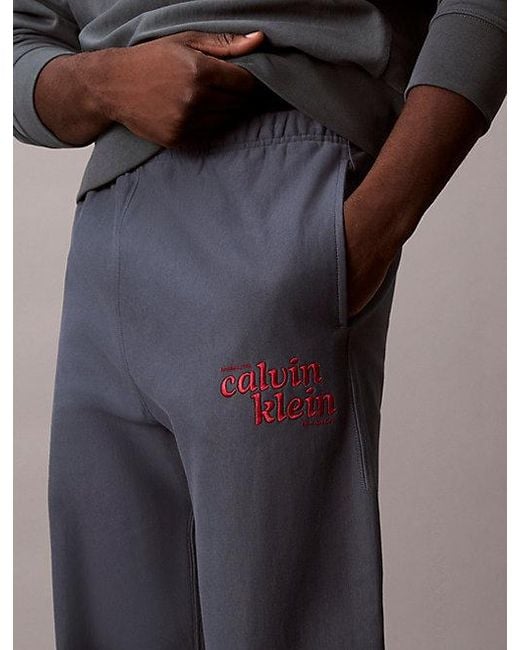 Calvin Klein Blue Jeans Relaxed Embroidered Logo Joggers for men