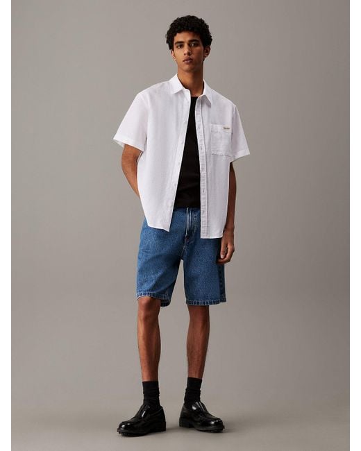 Camicia A Manica Corta di Calvin Klein in White da Uomo
