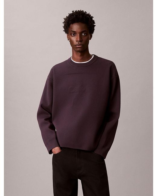 Calvin Klein Purple Logo Graphic Relaxed Jumper for men