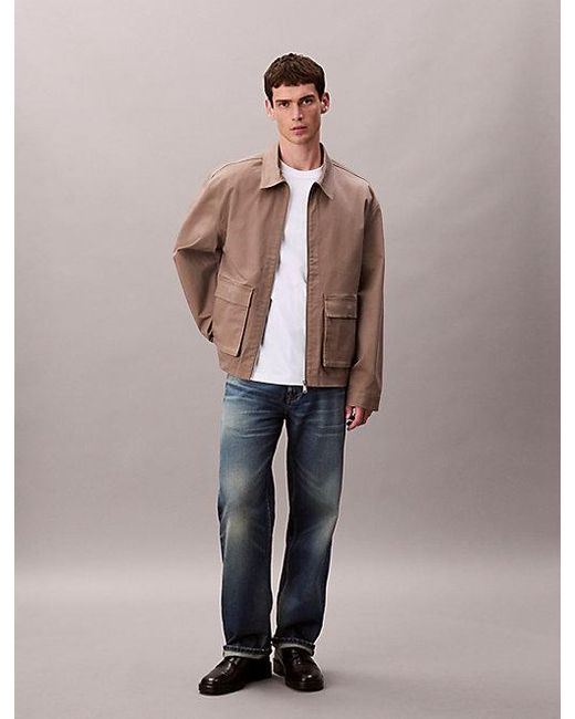 Calvin Klein Natural Jeans Cotton Stretch Utility Relaxed Jacket for men