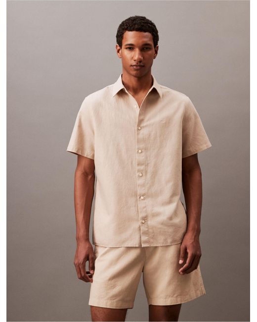 Calvin Klein Natural Linen Blend Shorts for men