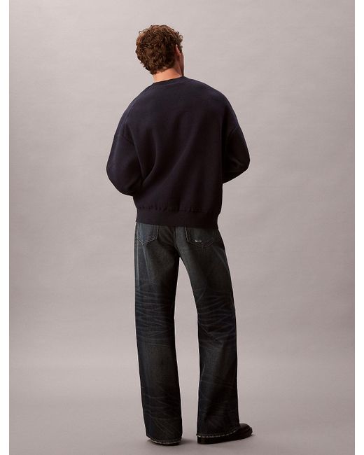 Calvin Klein Black Cotton Blend Monogram Logo Relaxed Jumper for men