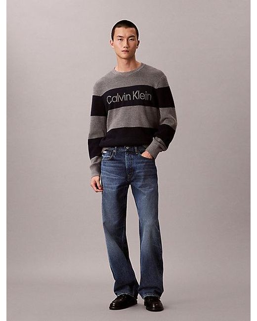Calvin Klein Multicolor Jeans Bold Stripe Crewneck Jumper for men