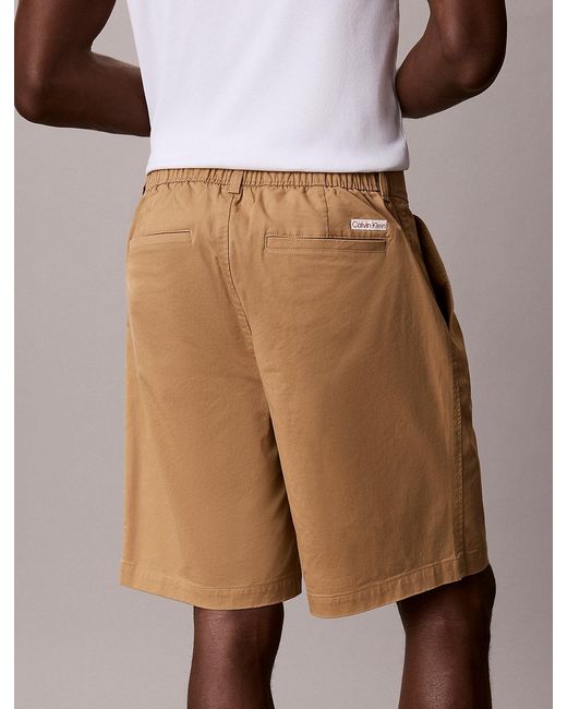 Calvin Klein White Cotton Twill Chino Shorts for men