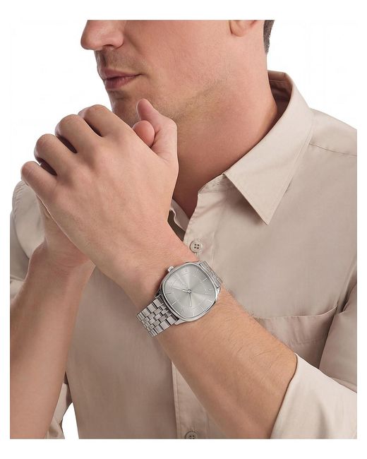 Calvin Klein Gray Rounded Case Sunray Dial Watch for men