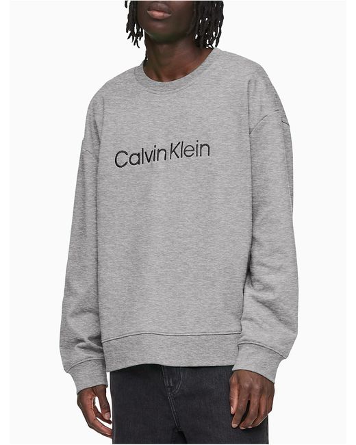 Calvin Klein Relaxed Fit Standard Logo Crewneck Sweatshirt in Gray for ...