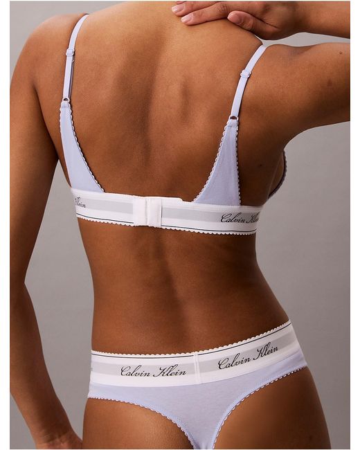 Calvin Klein White Icon Cotton Modal Script Triangle Bra