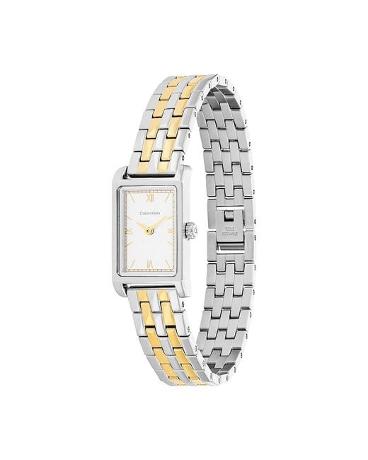 Calvin Klein Metallic Rectangle Dial Link Bracelet Watch