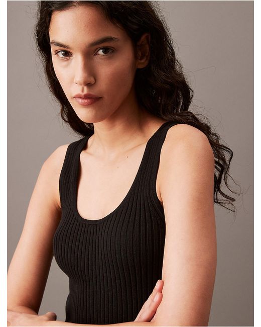 Calvin Klein Black Calvin Klein Smooth Cotton Rib Sweater Tank Top