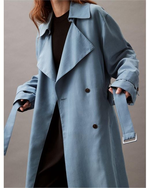 Calvin Klein Relaxed Trench Coat in Blue Lyst