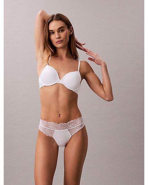Calvin Klein White Thong Perfectly Fit Lace