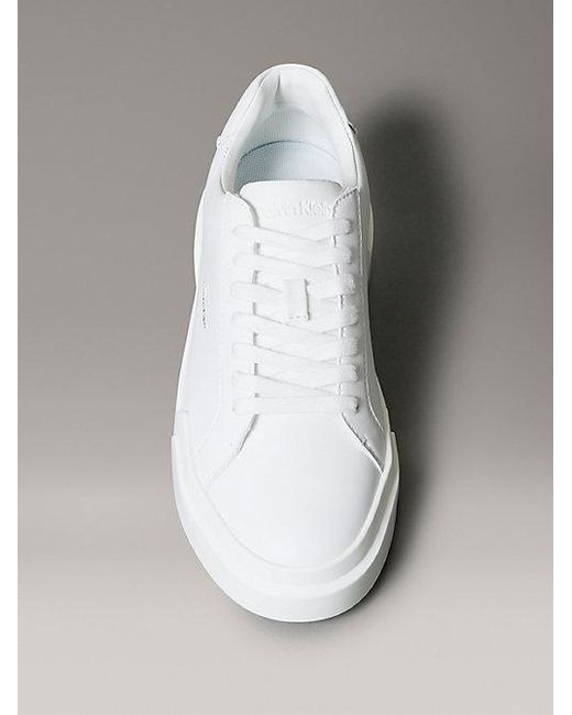 Calvin Klein White Leather Durable Traction Chunky Trainers