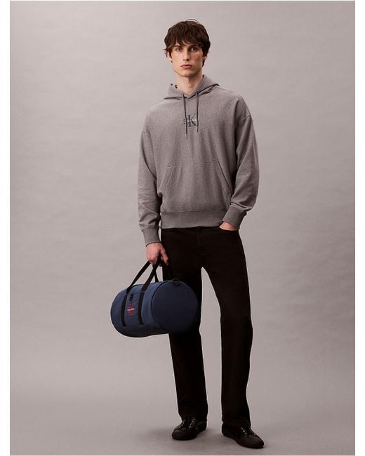 Calvin Klein Blue Monogram Logo Duffle Bag for men