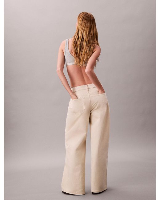 Calvin Klein Natural Super Wide Leg Twill Trousers