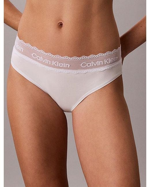 Calvin Klein White Bikini Briefs Cotton Lace