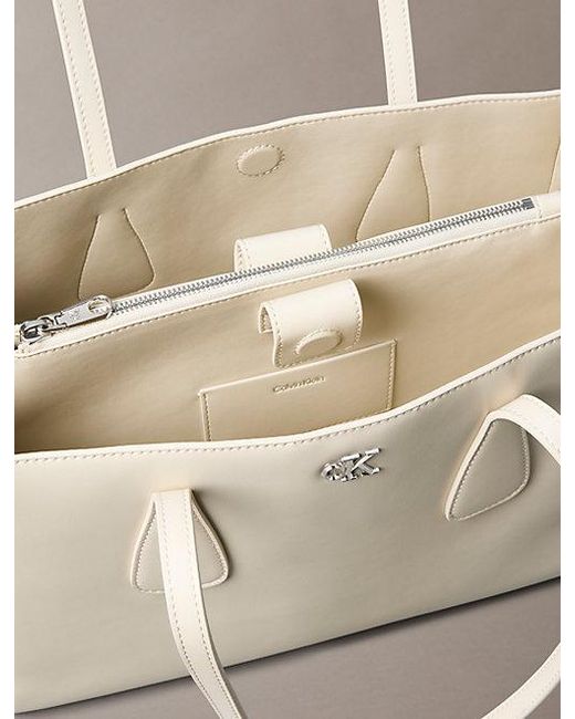 Calvin Klein Natural Monogram Hardware Tote Bag