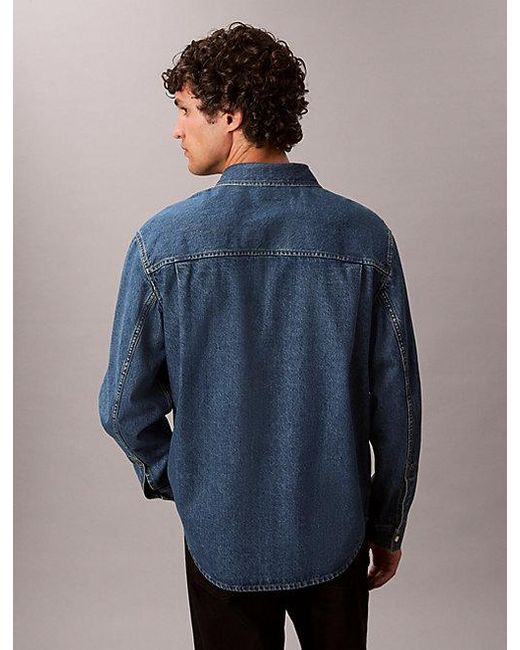 Calvin Klein Klassiek Button-Down Denim Overhemd in het Blue voor heren