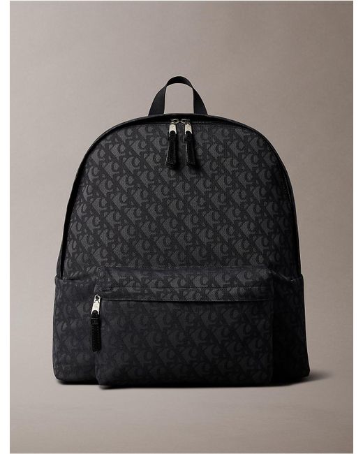 Calvin Klein Black Calvin Klein Allover Monogram Logo Large Backpack for men