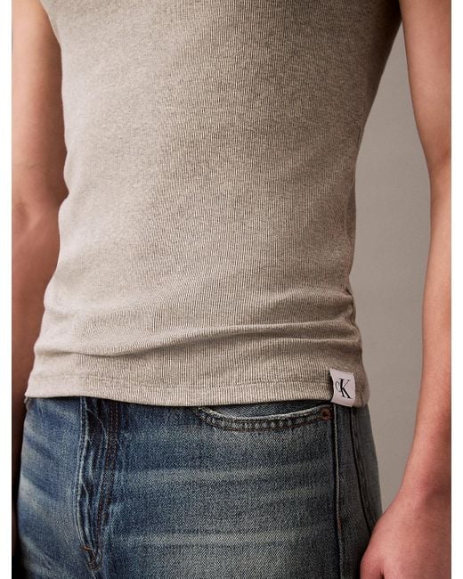 Calvin Klein Blue Cotton Stretch Lounge Tank Top for men