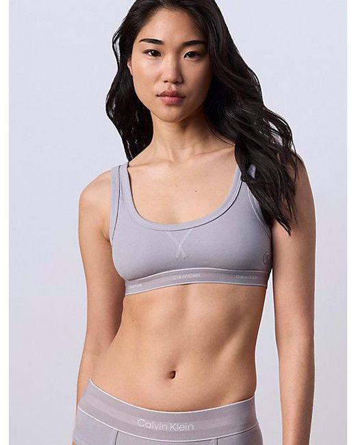Calvin Klein Blue Jung Kook For Lightly Lined Bralette Heritage Cotton