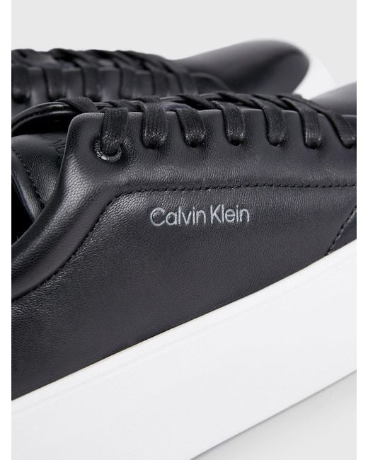 Calvin Klein Black Leather Platform Trainers