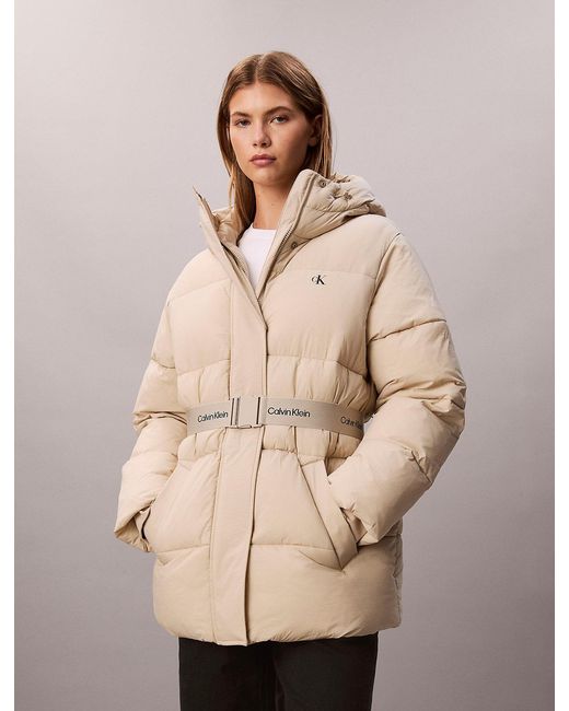 Calvin Klein Multicolor Logo Belt Hooded Puffer Jacket