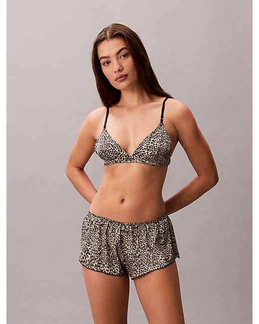 Calvin Klein Brown Unlined Triangle Bra Signature Satin