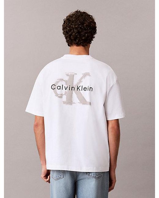 Calvin Klein Blue Jeans Oversized Embossed Logo T-Shirt for men
