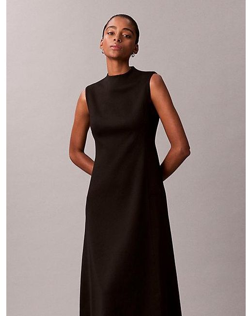 Calvin Klein Black Smooth Stretch Fit And Flare Sleeveless Dress