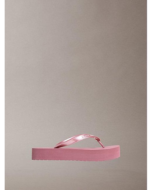 Calvin Klein Pink Pearlised Platform Flip Flops