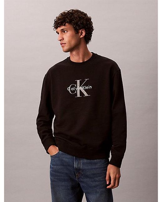 Calvin Klein Black Jeans Oversized Monogram Sweatshirt for men