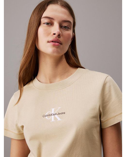 T-shirt slim avec monogramme Calvin Klein en coloris Natural