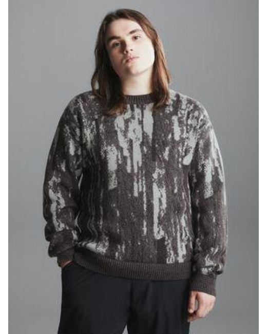 Calvin Klein Strick-Pullover aus Baumwoll-Jacquard in Gray für Herren