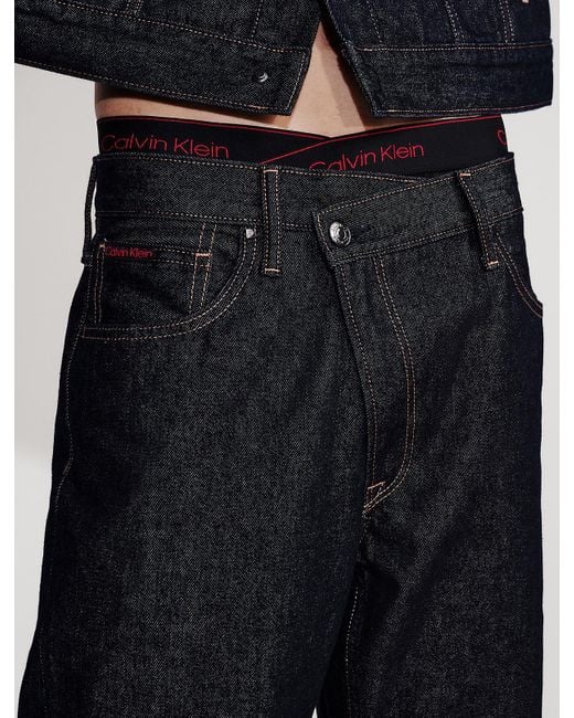 Calvin Klein Red 90S Straight Asymmetric Jeans for men